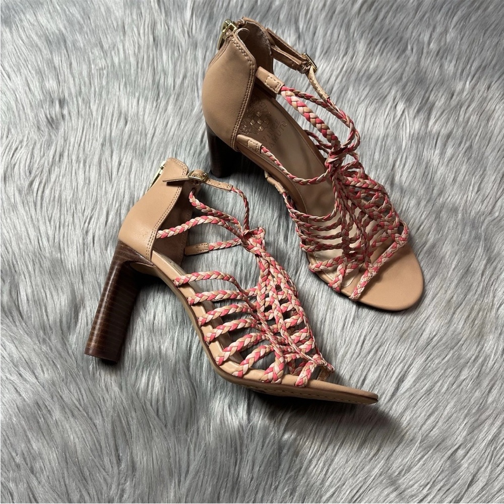 Vince Camuto Ariah Braided Sandstone Coral Heels Size 8 M